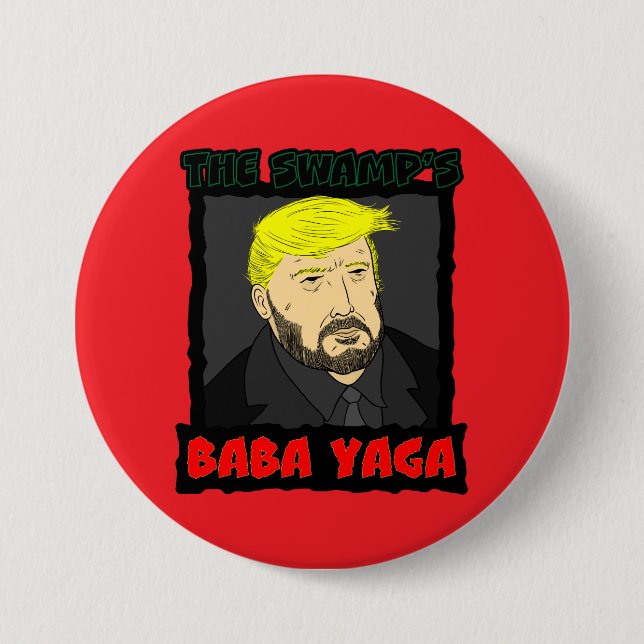 Macaron Rond 7,6 Cm Le bouton Baba Yaga du marais (Devant)