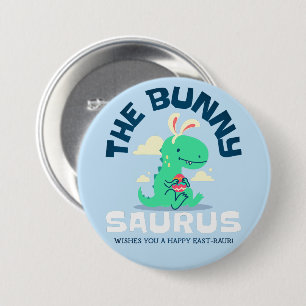Macaron Rond 7,6 Cm Le bouton Pâques Bunny Saurus Joyeux