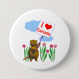 Macaron Rond 7,6 Cm Le Castor canadien aime le Canada