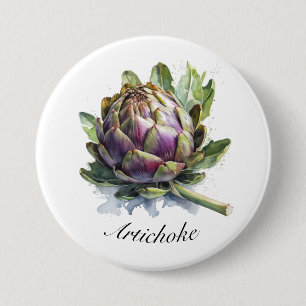 Macaron Rond 7,6 Cm Le Coeur du Jardin : Artichoke en Aquarelle