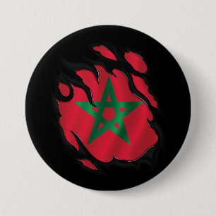 Macaron Rond 7,6 Cm Le drapeau du Maroc déchiré