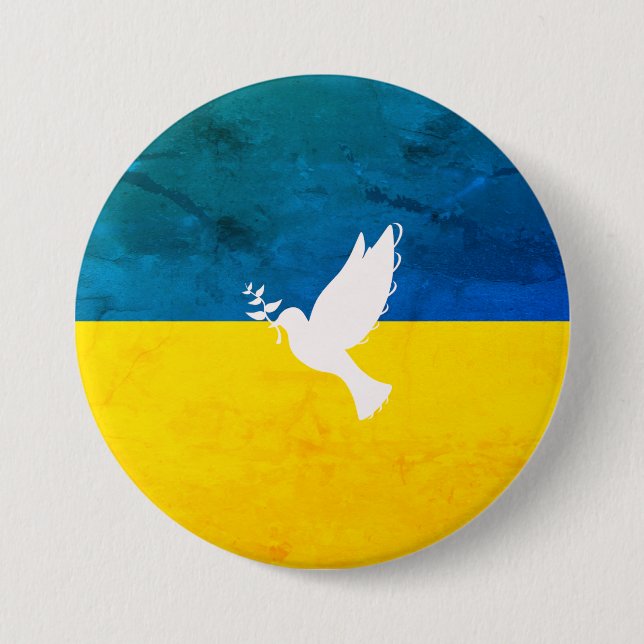 Macaron Rond 7,6 Cm Le drapeau ukrainien paix dans le monde (Devant)