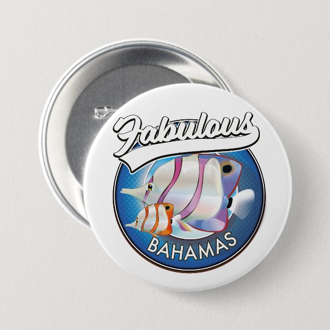 Macaron Rond 7,6 Cm Le logo fabuleux des Bahamas (Devant & derrière)
