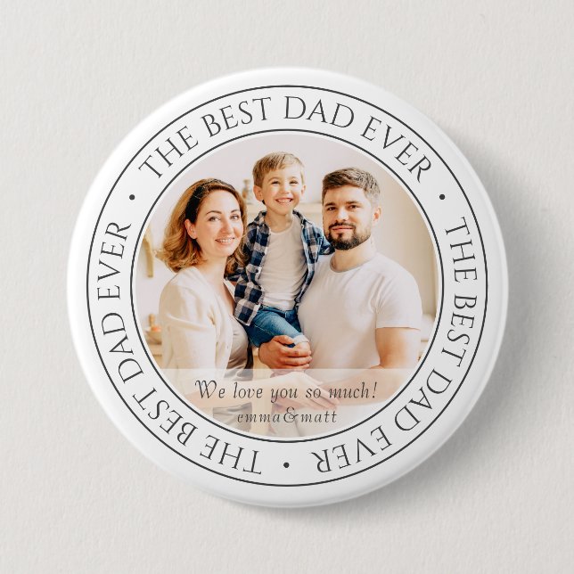 Macaron Rond 7,6 Cm Le meilleur papa jamais photo classique moderne (Devant)