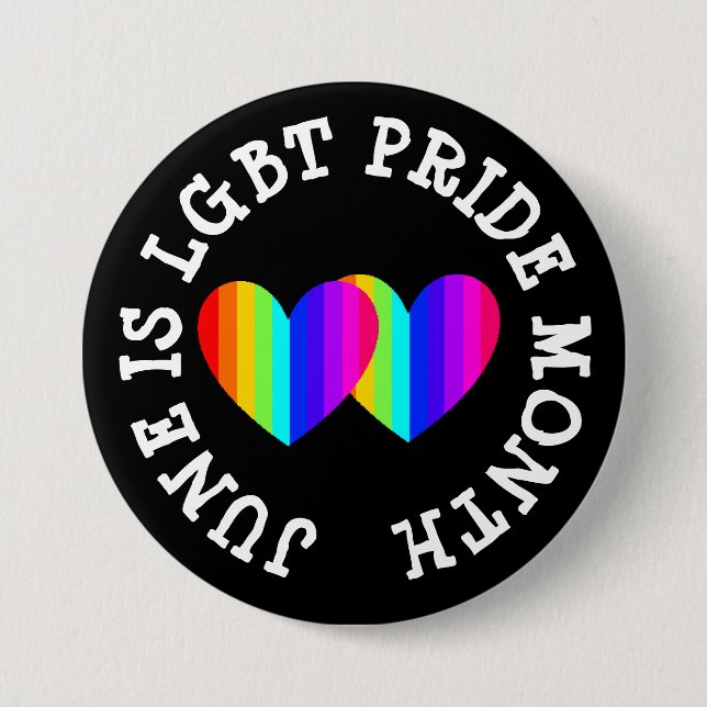 Macaron Rond 7,6 Cm Le mois de la sensibilisation LGBT est juin (Devant)