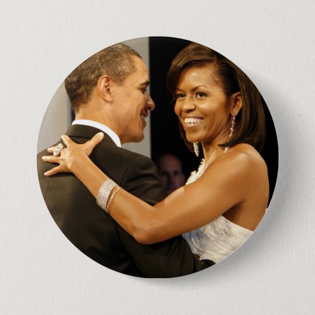 Macaron Rond 7,6 Cm Le président Barack & Michele Obama (Devant)