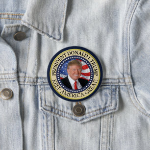 Macaron Rond 7,6 Cm Le président Donald Trump 2020 garde l'Amérique gr