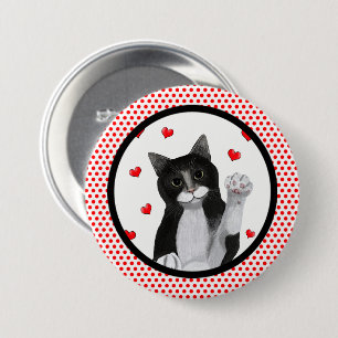 Macaron Rond 7,6 Cm Le rouge pointille la frontière noire