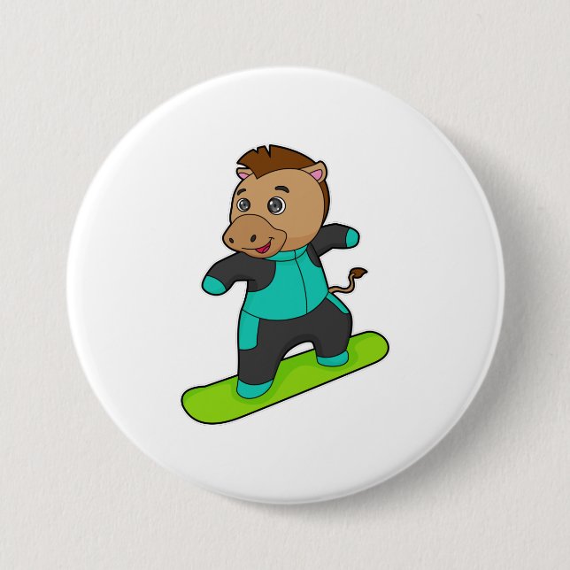 Macaron Rond 7,6 Cm Le snowboarder de Horse (Devant)