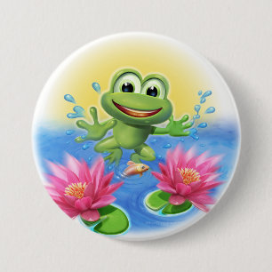 Macaron Rond 7,6 Cm Leaping frog birthday