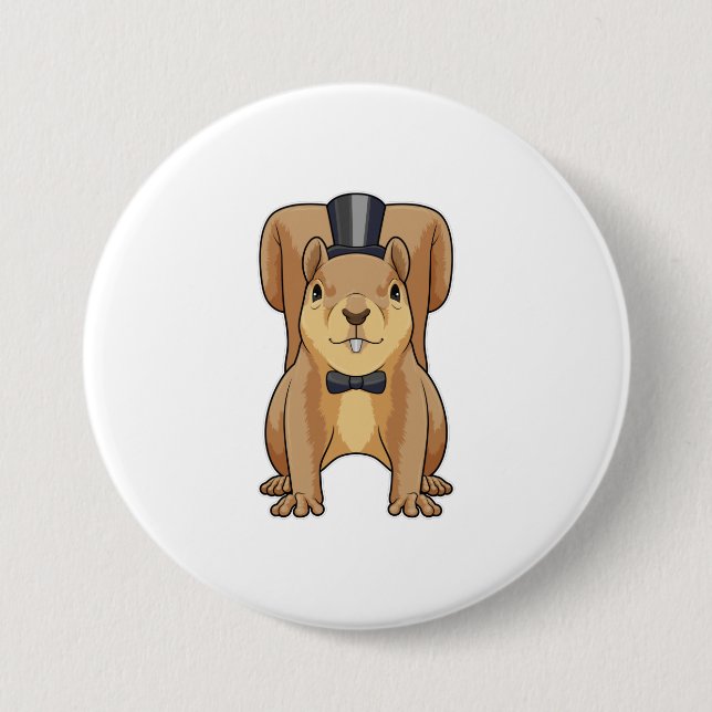 Macaron Rond 7,6 Cm L'écureuil en groom avec costume (Devant)