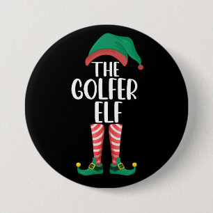 Macaron Rond 7,6 Cm L'elfe golfeur Golf Famille assortie de Noël
