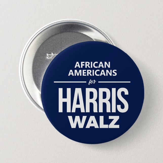 Macaron Rond 7,6 Cm Les Afro-Américains pour Harris Walz (Devant & derrière)