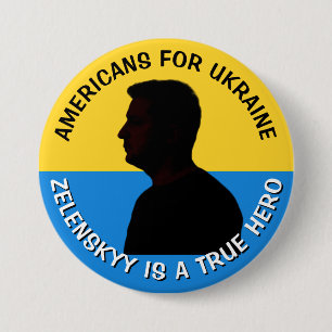 Macaron Rond 7,6 Cm Les Américains pour l'Ukraine   Soutien Zelenskyy
