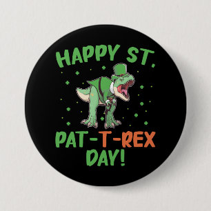 Macaron Rond 7,6 Cm Les enfants heureux St Pat Trex Day Dino St Patric