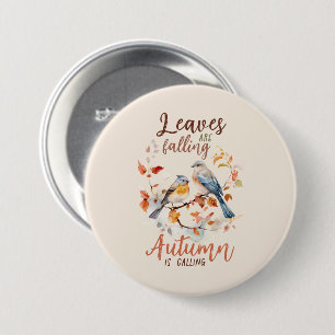 Macaron Rond 7,6 Cm Les feuilles Chutent - Les Oiseaux D'Automne Et Le
