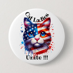 Macaron Rond 7,6 Cm Les Patriotiques Kamala Chat Ladies Unite Walz