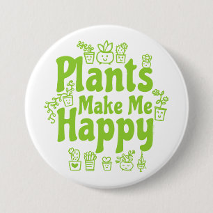 Macaron Rond 7,6 Cm Les plantes me rendent heureux