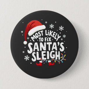 Macaron Rond 7,6 Cm Les plus susceptibles de réparer Père Noël Sleigh
