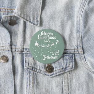 Macaron Rond 7,6 Cm Les rennes du traîneau du Père Noël de Noël famill