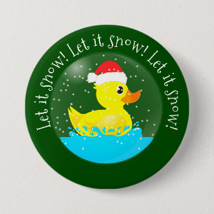 Macaron Rond 7,6 Cm "Let it Snow" kawaii caoutchouc canard snowglobe B