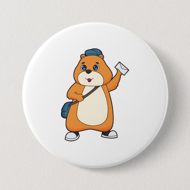 Macaron Rond 7,6 Cm Lettre hamster Postman (Devant)