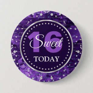 Macaron Rond 7,6 Cm Lettres de sirène pourpre Motif et Parties scintil