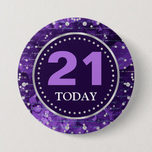 Macaron Rond 7,6 Cm Lettres de Sirène Violette Motif & Anniversaire Pa
