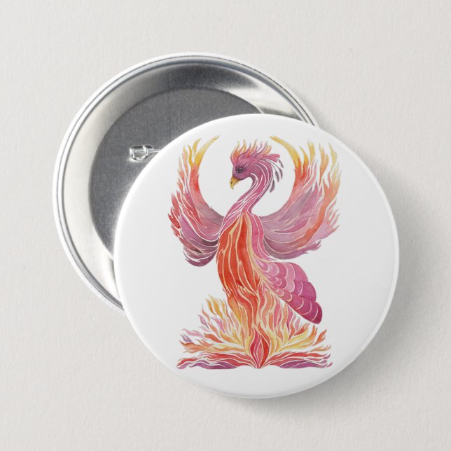 Macaron Rond 7,6 Cm Lever Phoenix (Devant & derrière)
