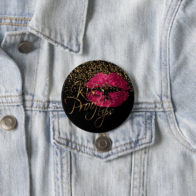 Macaron Rond 7,6 Cm Lèvres de preuve de baiser - parties scintillantes (En situation)
