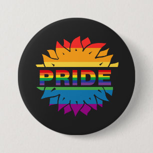Macaron Rond 7,6 Cm LGBT+Fierté amour. Arc-en-ciel fleur Magnet
