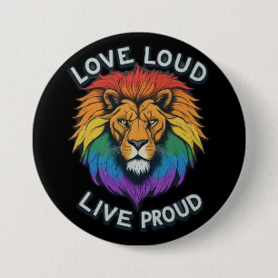 Macaron Rond 7,6 Cm LGBTQ arc-en-ciel d'amour fort Force et fierté lio