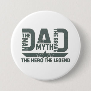 Macaron Rond 7,6 Cm L'Homme, Le Mythe, Le Courageux, Le Héros, La Lége