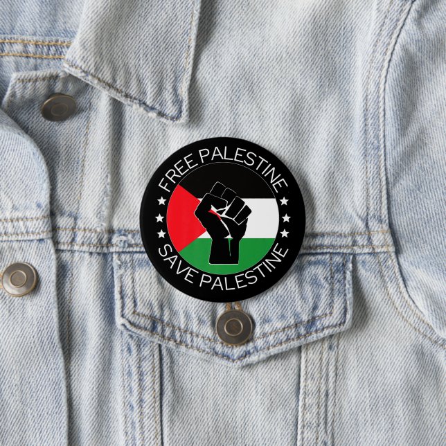 Macaron Rond 7,6 Cm Libérez la Palestine Génocide Drapeau palestinien (En situation)