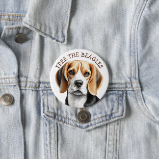 Macaron Rond 7,6 Cm Libérez les Beagles | Bouton visage de Beagle