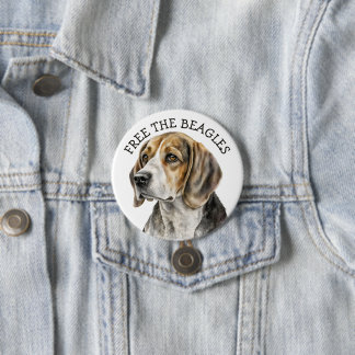 Macaron Rond 7,6 Cm Libérez les Beagles | Bouton visage de Beagle