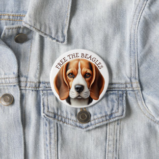 Macaron Rond 7,6 Cm Libérez les Beagles | Bouton visage de Beagle