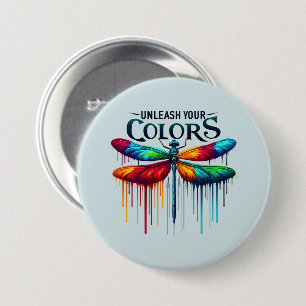Macaron Rond 7,6 Cm Libérez vos couleurs - libellule artistique