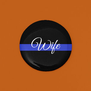 Macaron Rond 7,6 Cm Ligne Bleue Mince : Femme de police