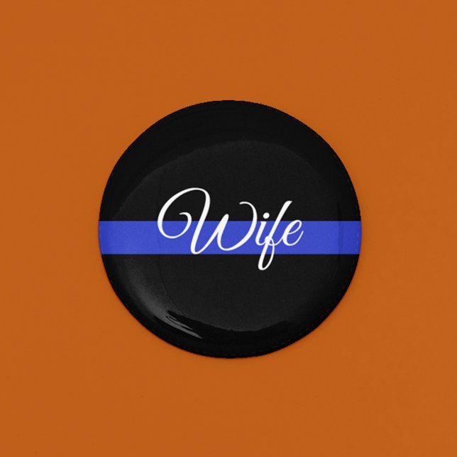 Macaron Rond 7,6 Cm Ligne Bleue Mince : Femme de police (Créateur téléchargé)