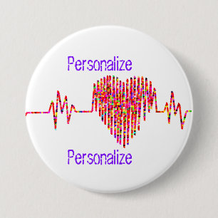 Macaron Rond 7,6 Cm Ligne EKG pour soins cardiaques