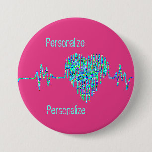 Macaron Rond 7,6 Cm Ligne médicale du cœur EKG