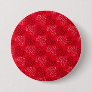 Macaron Rond 7,6 Cm Lignes cardiaques alternatives en rouge noir et bl