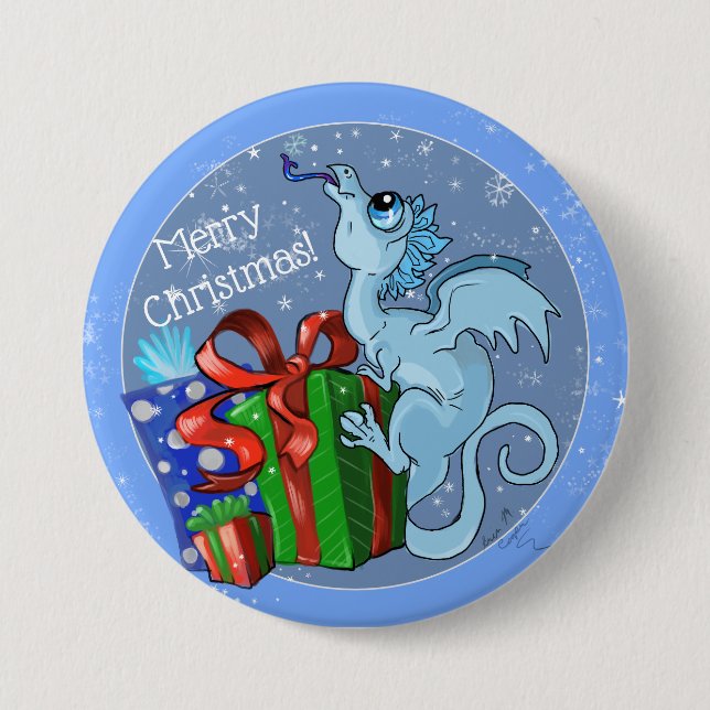 Macaron Rond 7,6 Cm lil' Dragon Snowflake (Devant)