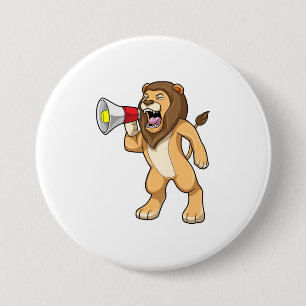 Macaron Rond 7,6 Cm Lion avec microphone