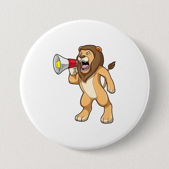Macaron Rond 7,6 Cm Lion avec microphone (Devant)