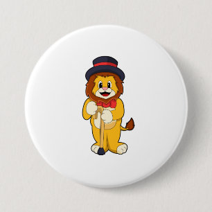 Macaron Rond 7,6 Cm Lion comme Gentleman avec Casquette
