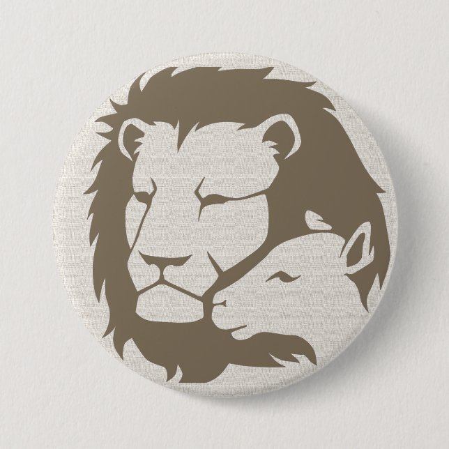 Macaron Rond 7,6 Cm Lion et agneau (Devant)