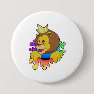 Macaron Rond 7,6 Cm Lion roi avec couronne