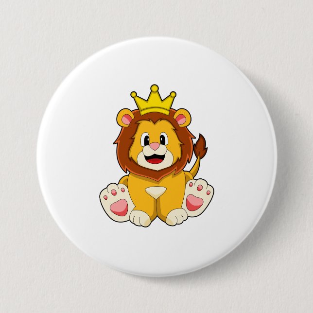 Macaron Rond 7,6 Cm Lion roi avec couronne (Devant)